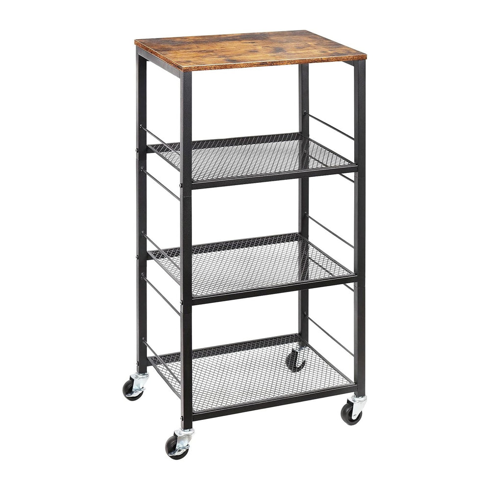 CADUKE Kitchen Storage Cart Baker's Rack 4-Tier Industrial Wood