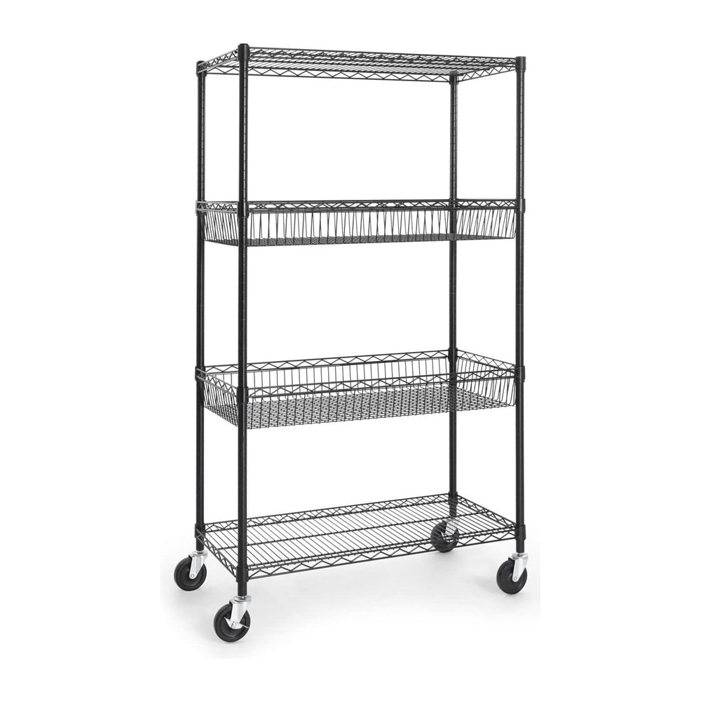 CAPHAUS NSF Commercial Heavy Duty 4 Tier Wire Shelving w/Two Rectangle Basket...