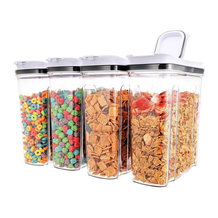 Cereal Containers Storage Set, Airtight Food Storage Container with Lid 4L/135.2oz,4PCS BPA-FREE Plastic Pantry Organization Canisters for Rice Cereal Flour Sugar Dry Food in Kitchen