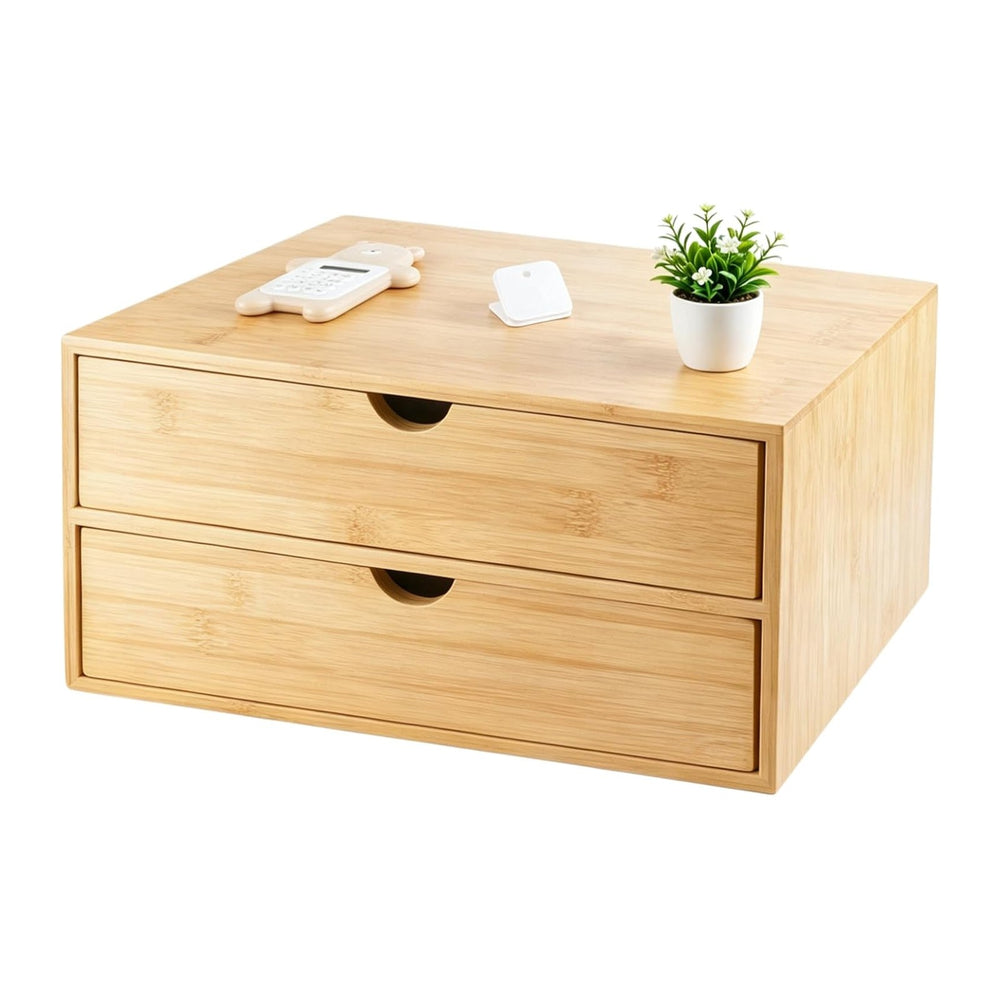 Charmewooden Bamboo Desk Organizer with Drawers, Countertop Organizer with Dr...