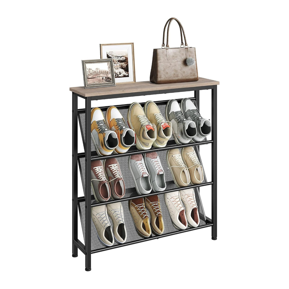 CHOEZON Shoe Rack, 4-Tier Slanted Shoe Storage Shelf, Narrow Shoe Rack for En...