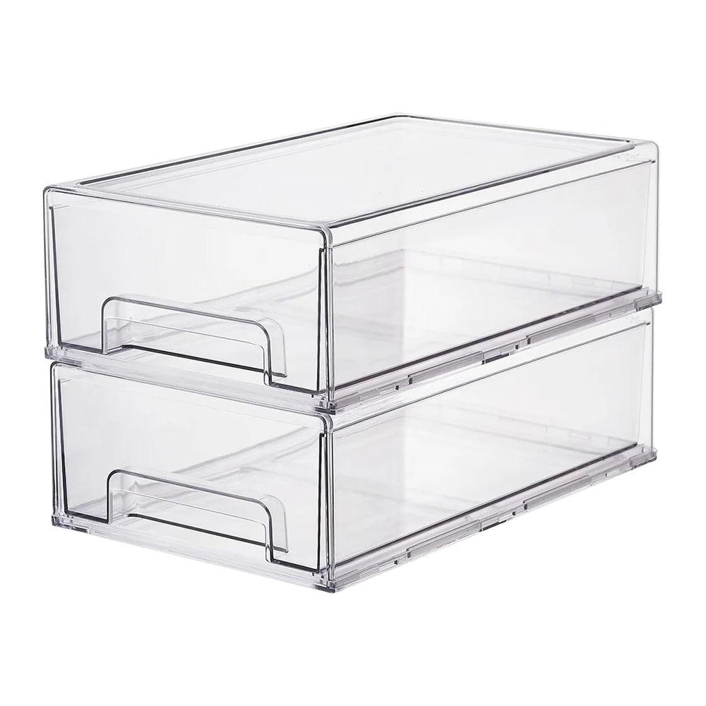 Clear Plastic Storage Drawer Organizer Bins, Perfect for Kitchen Organization...