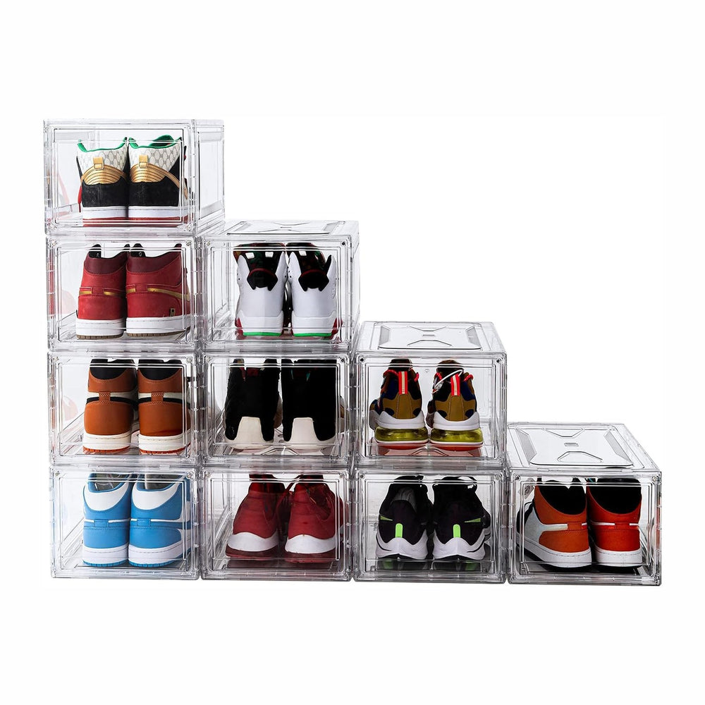 Clear Shoe Boxes Stackable 10 Pack Shoe Storage