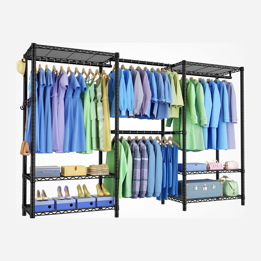 Clothing Rack for Hanging Clothes: Heavy Duty Clothes Rack, 71.5-91" W E...