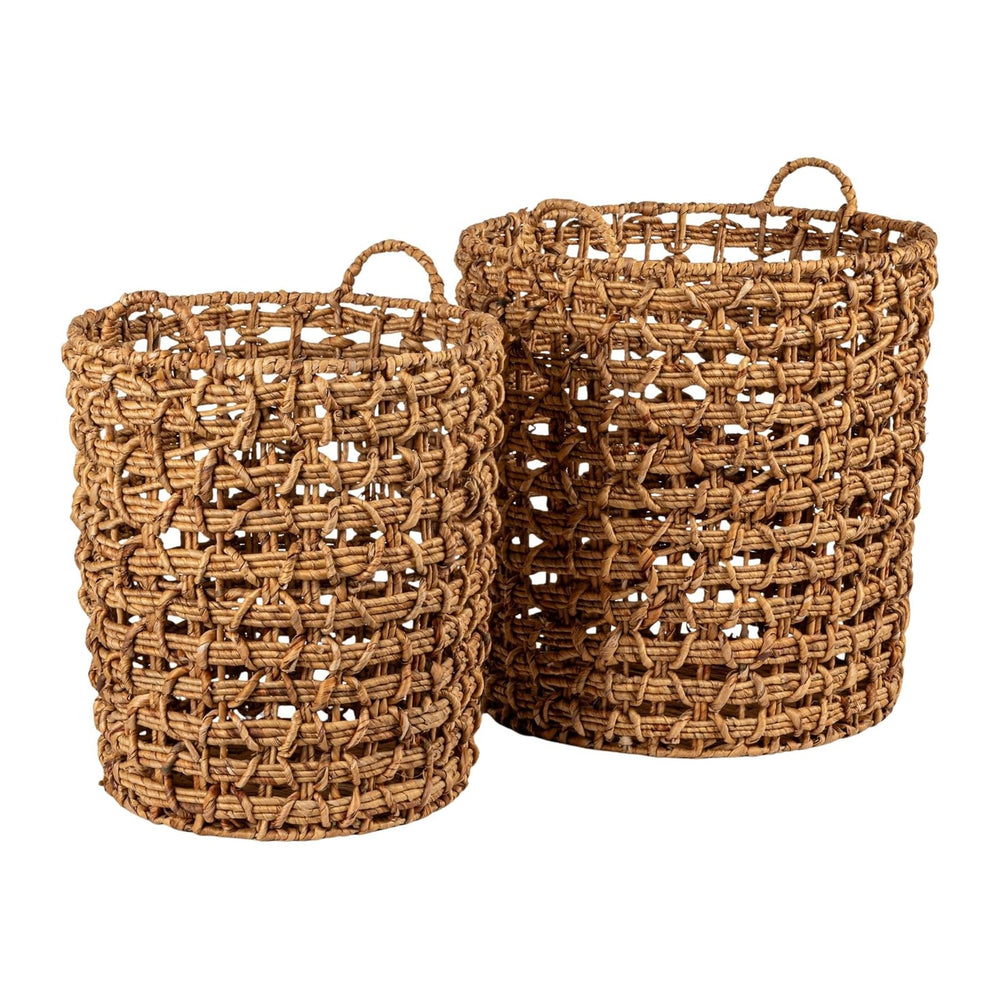 Creative Co-Op Round Water Hyacinth Baskets, Set of 2