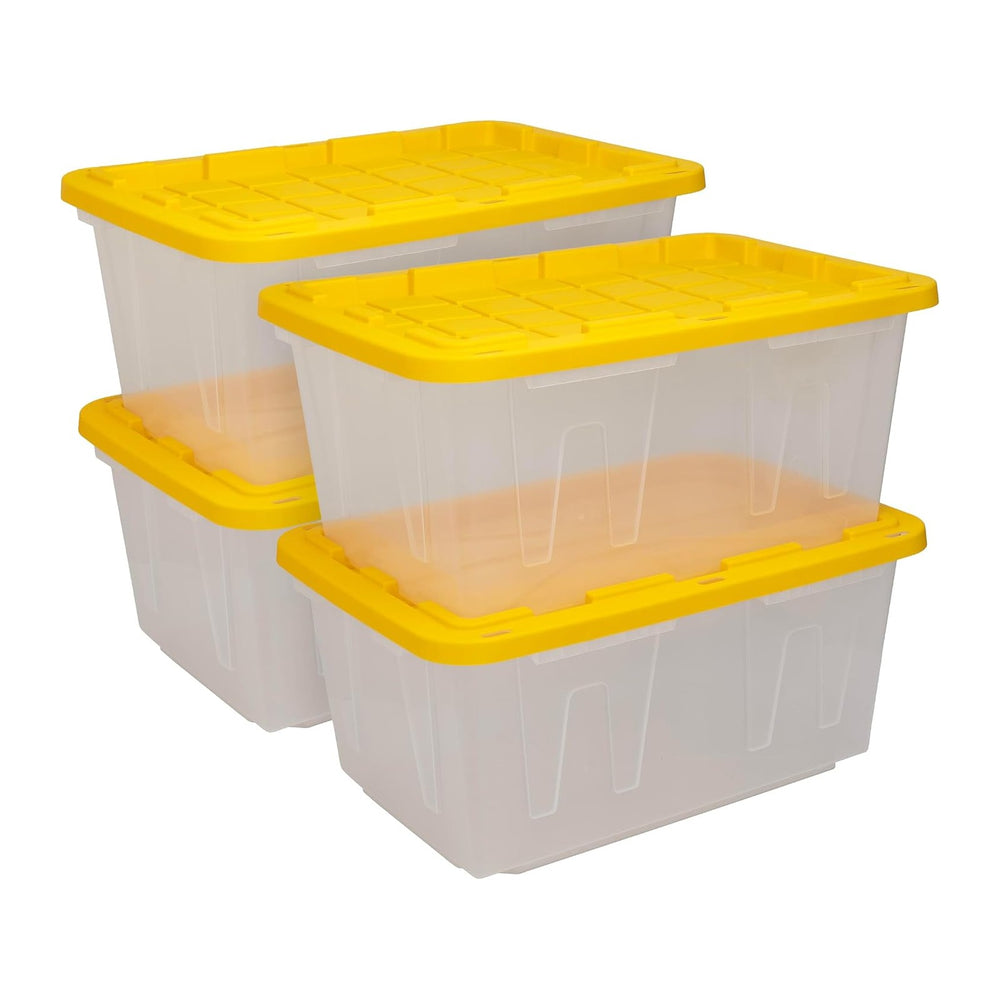 CX 27-Gallon Heavy Duty Clear Stackable Storage Bins with Lids, 4 Pack