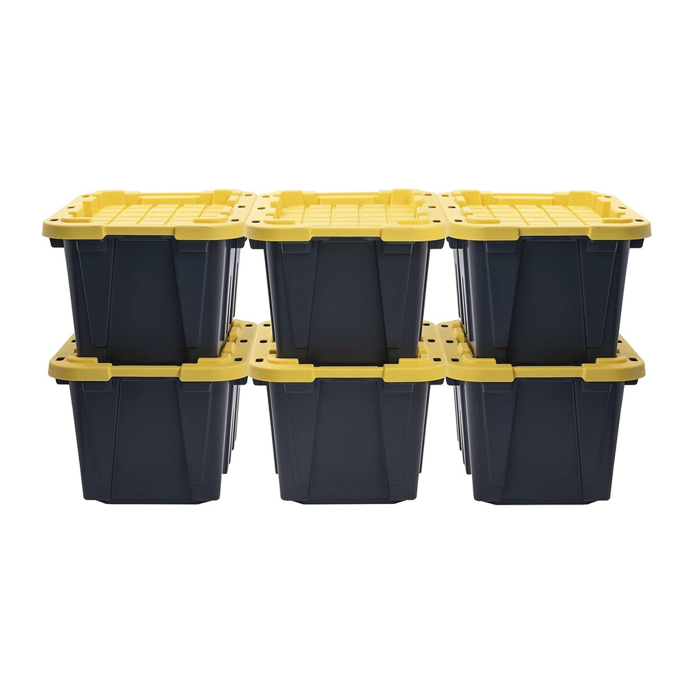 CX Heavy Duty 12-Gallon Stackable Plastic Storage Bins with Lids, 6 Pack