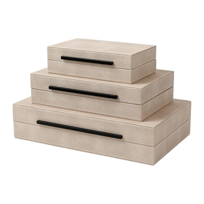 Decorative Boxes with Lids, Set of 3 Faux Leather Decorative Box, Large Modern Decorative Boxes with Lids for Home Decor, Photo Boxes, Organizer Box (Ivory)