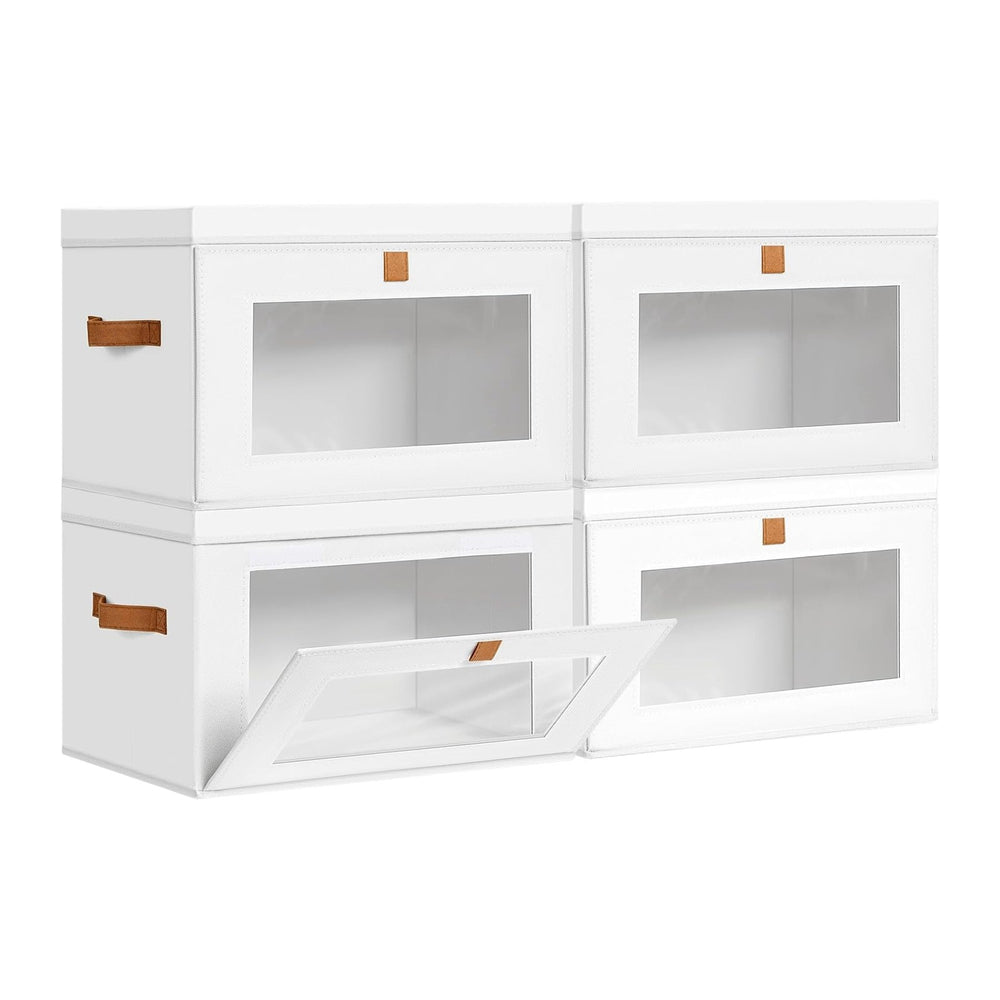 DIMJ Storage Bins with Lids - 4 Pack Large Fabric Closet Organizer with Windo...