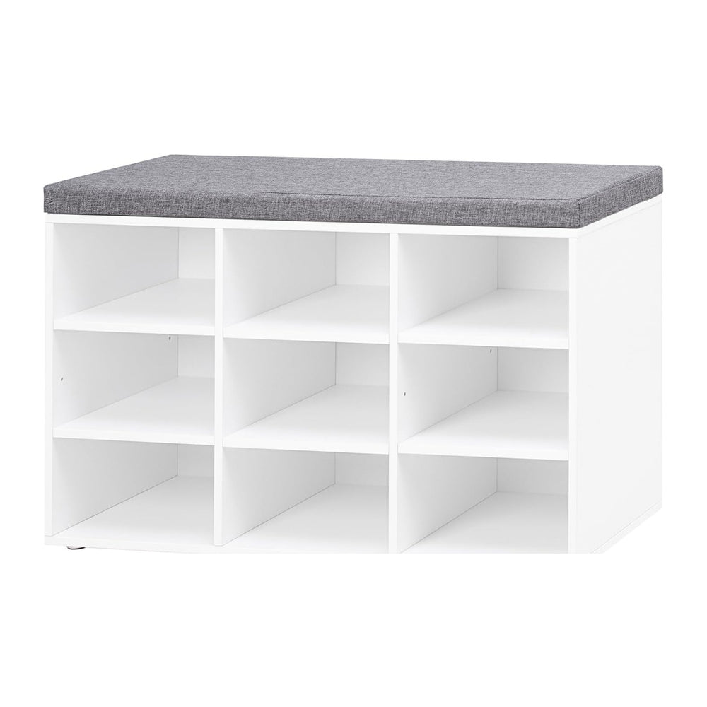 DINZI LVJ Shoe Storage Bench with Cushion, 31.5" Cubby Shoe Rack, 9 Cubbies
