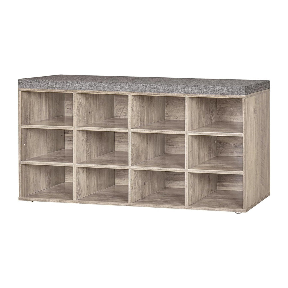 DINZI LVJ Shoe Storage Bench with Cushion, 40.9" Cubby Shoe Rack, 12-Cubby