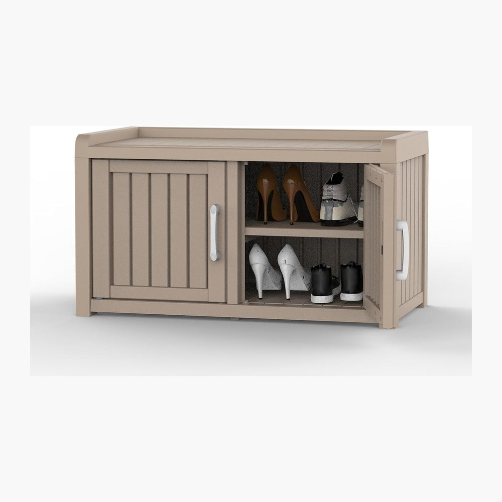 DRATO Indoor Outdoor Shoe Storage Cabinet, Shoe Bench Entryway with Adjustabl...