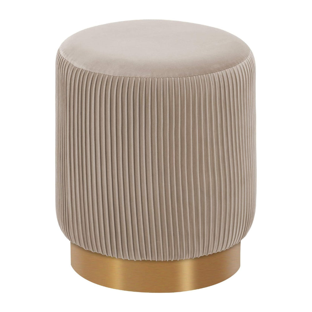 DUHOME Modern Round Velvet Ottoman Footrest Vanity Stool Khaki