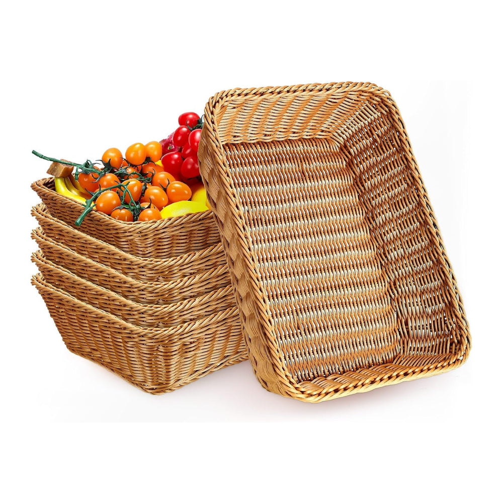 Eccliy 6 Pack Wicker Bread Baskets Woven Serving Basket, 19 Inch