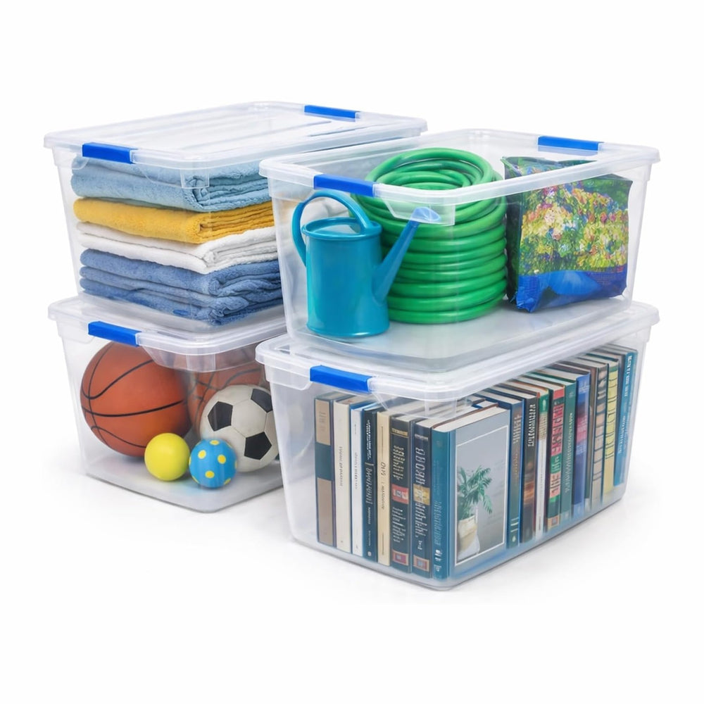 EconoHome Clear Storage Box - 95 Qt/24 Gallon Clear Plastic Storage Bins with...