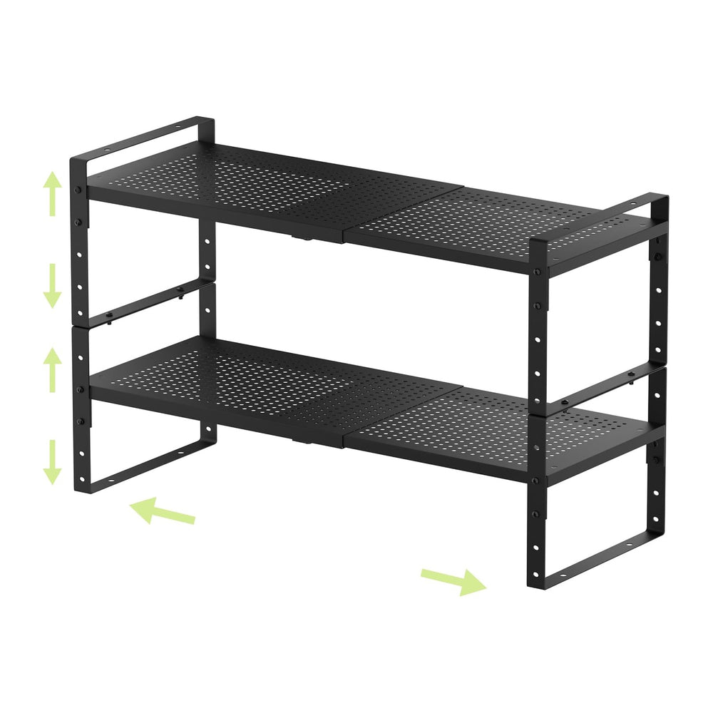 Expandable Shoe Rack Heavy-Duty Closet Organizer Adjustable Shelf Stackable M...