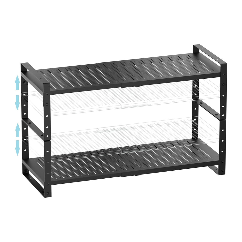 Expandable Shoe Rack Stackable Metal Pantry Storage Shelves Stand Adjustable ...