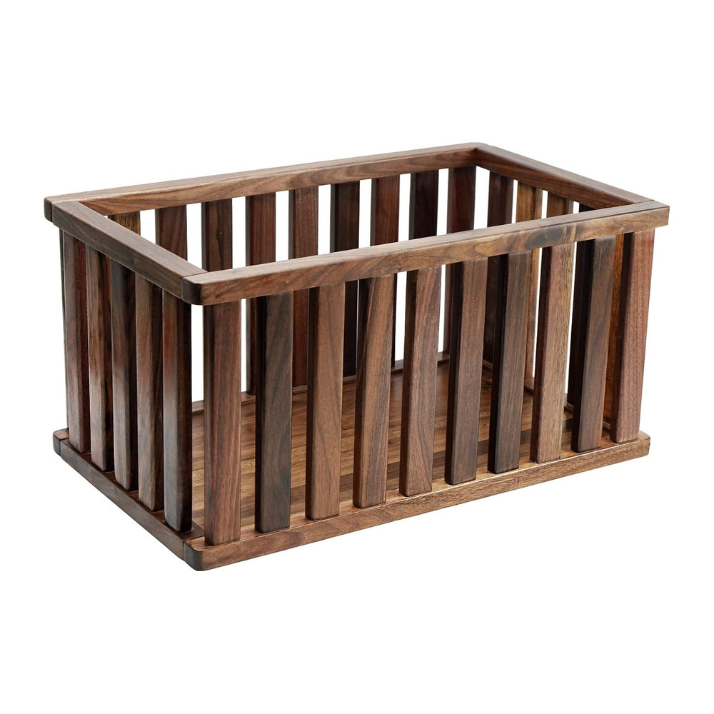 Extra Large Rectangular Solid Walnut Storage Basket, 20"x 10"x 10&q...