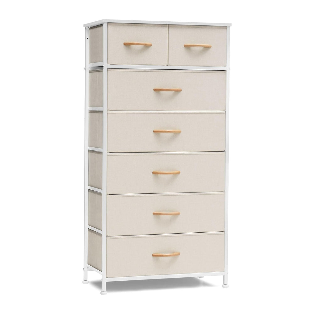 Fabric Dresser with 7 Drawers, Vertical Storage Tower (Beige)