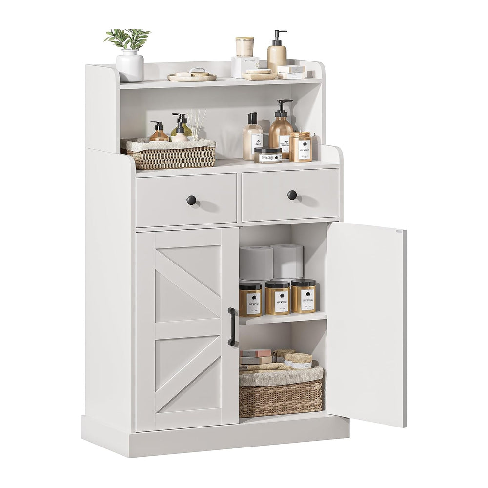 Farmhouse Bathroom Storage Cabinet with 2 Drawers & 2 Doors, Kitchen Cabi...