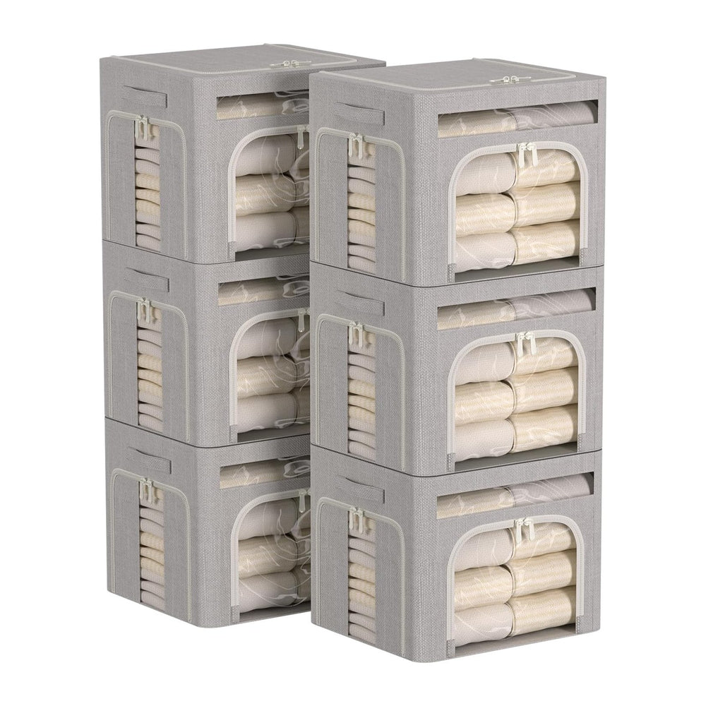 FHSQX 6 Pack Foldable Storage Bins for Clothes Clothes Storage Bins with Meta...