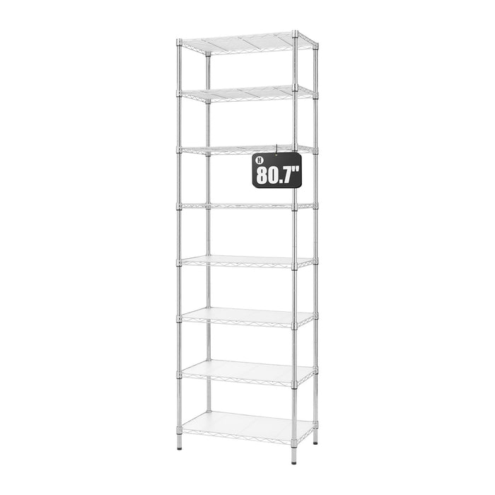 Finnhomy 8-Tier Wire Shelving Unit Adjustable Steel Wire Rack Shelving, 80.7 Inches Height 8 Shelves Metal Storage Rack, Pantry Shelves for Storage with PE mat, NSF Certified, Chrome