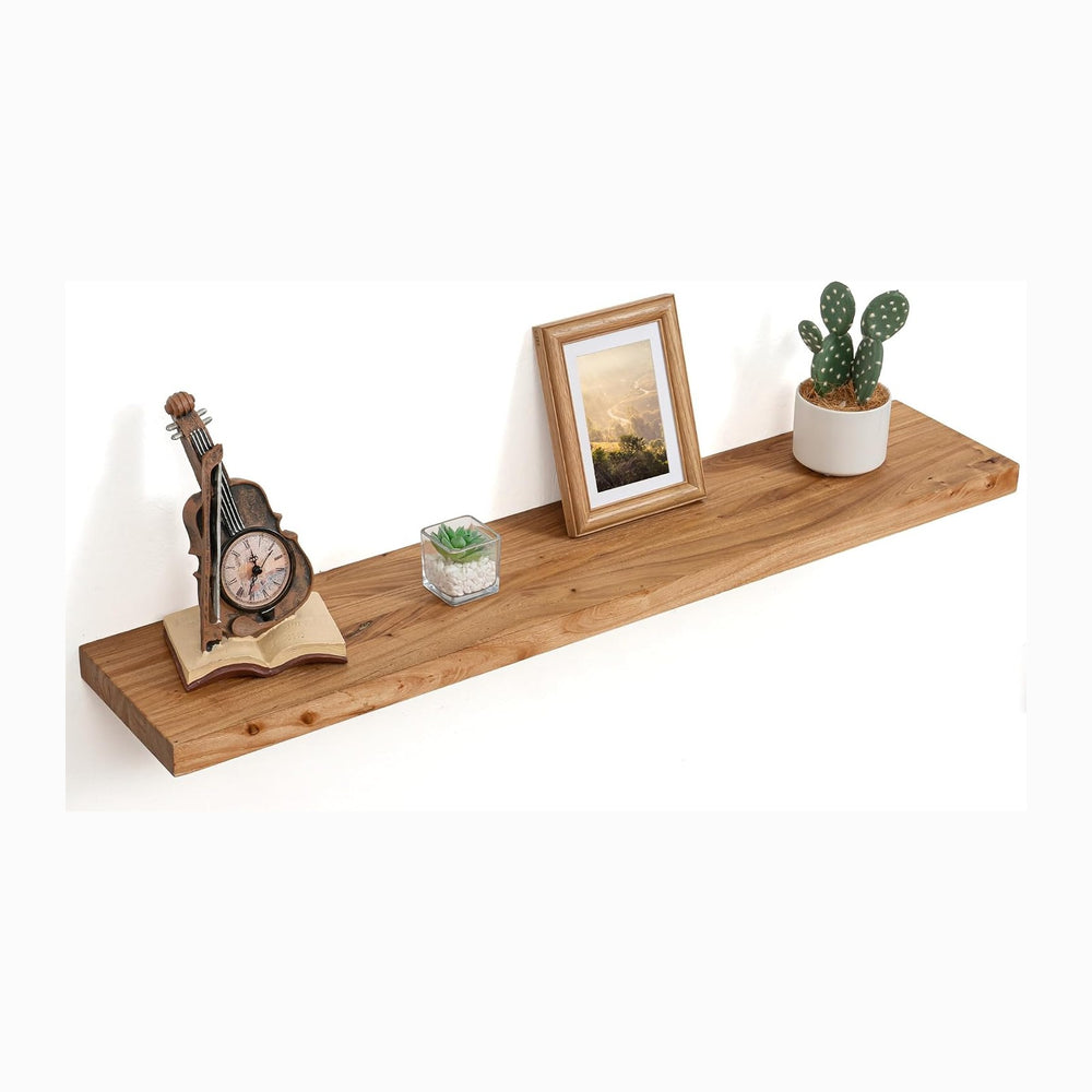 Floating Shelves for Wall Decor, 8" Deep Rustic Solid Elm Wood Floating ...