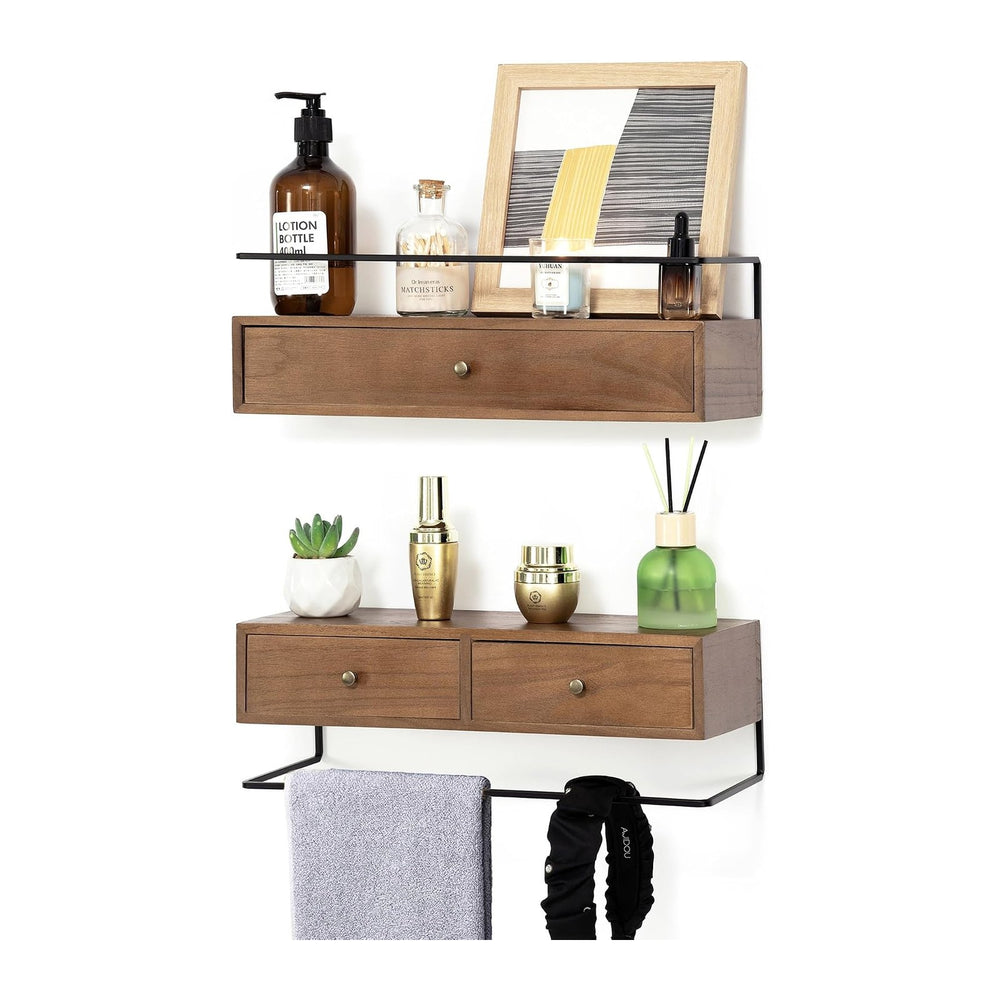 Floating Shelves for Wall Storage, Wall Mounted Bathroom Shelf with Drawers S...