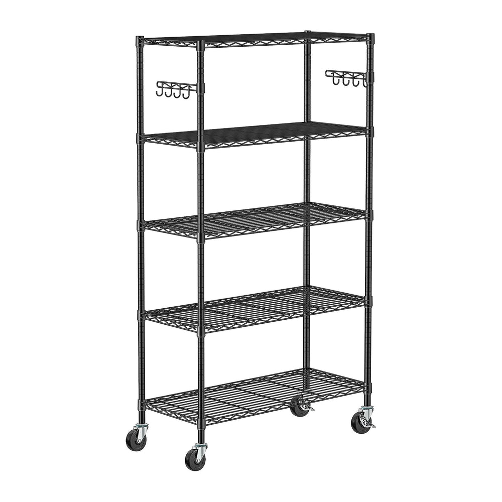 Folews 5-Tier Rolling Storage Shelf with Wheels, Metal Wire Shelving Unit