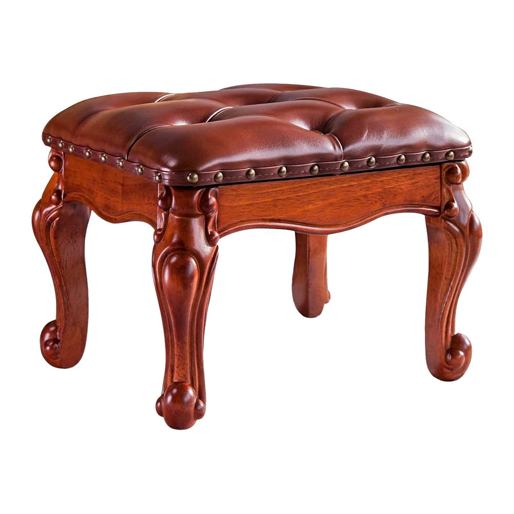 Foot Stool Ottoman Foot Rest Microfiber Leather Upholstered Foot Stool for Li...