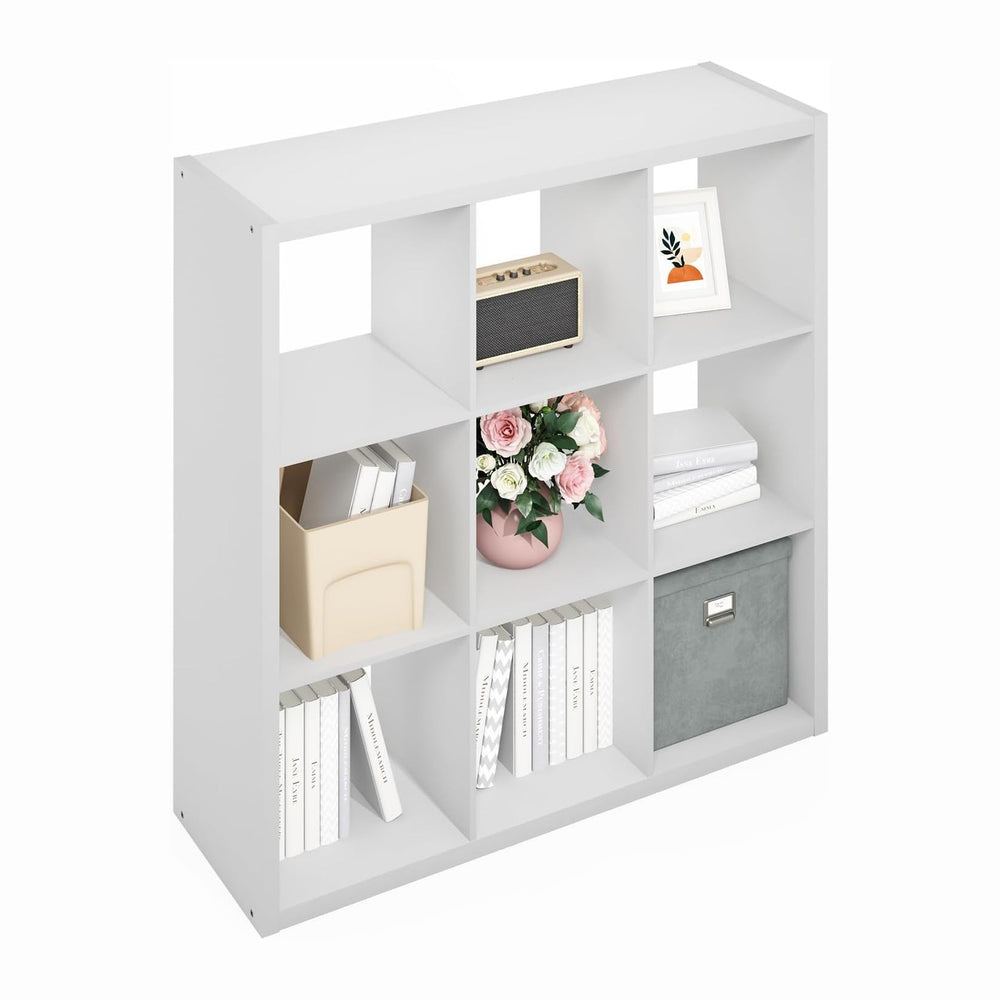 Furinno Simple 9-Cube Storage Organizer, Display Shelf, White