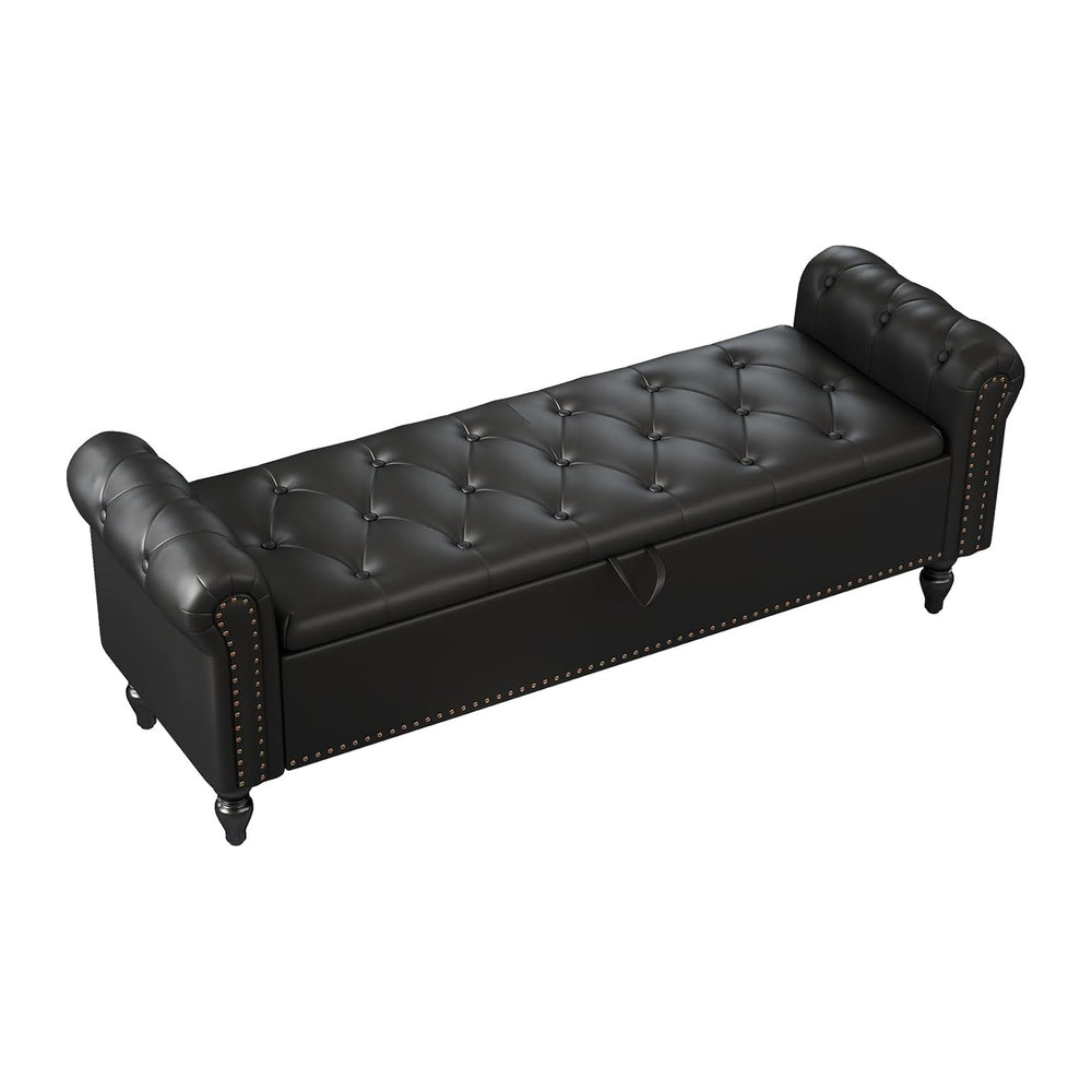 Furniliving 63” End of Bed Bench, Bedroom Bench with Button-Tufted, Upholster...