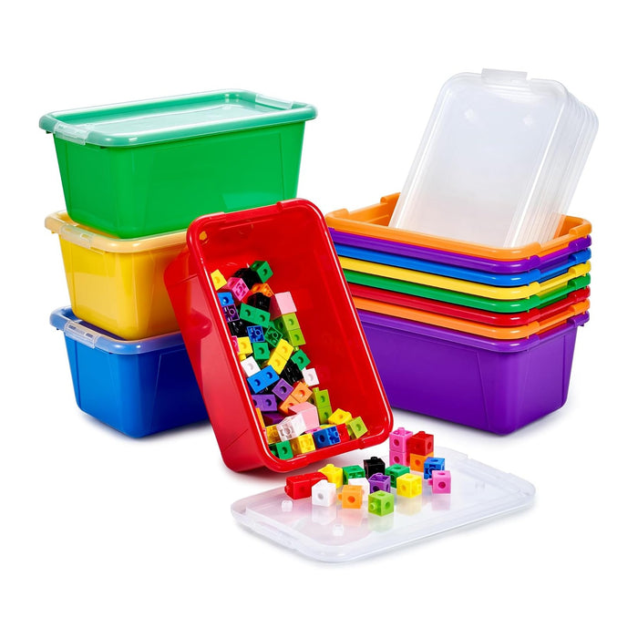 GAMENOTE 6 Quart Stackable Plastic Storage Bins with Lids,12 Pack, Colorful