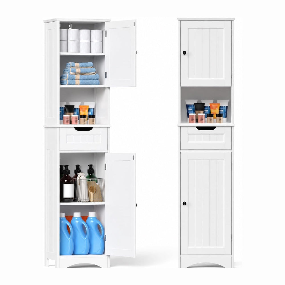 Gizoon 67” H Tall Bathroom Storage Cabinet, Narrow Storage Cabinet, White