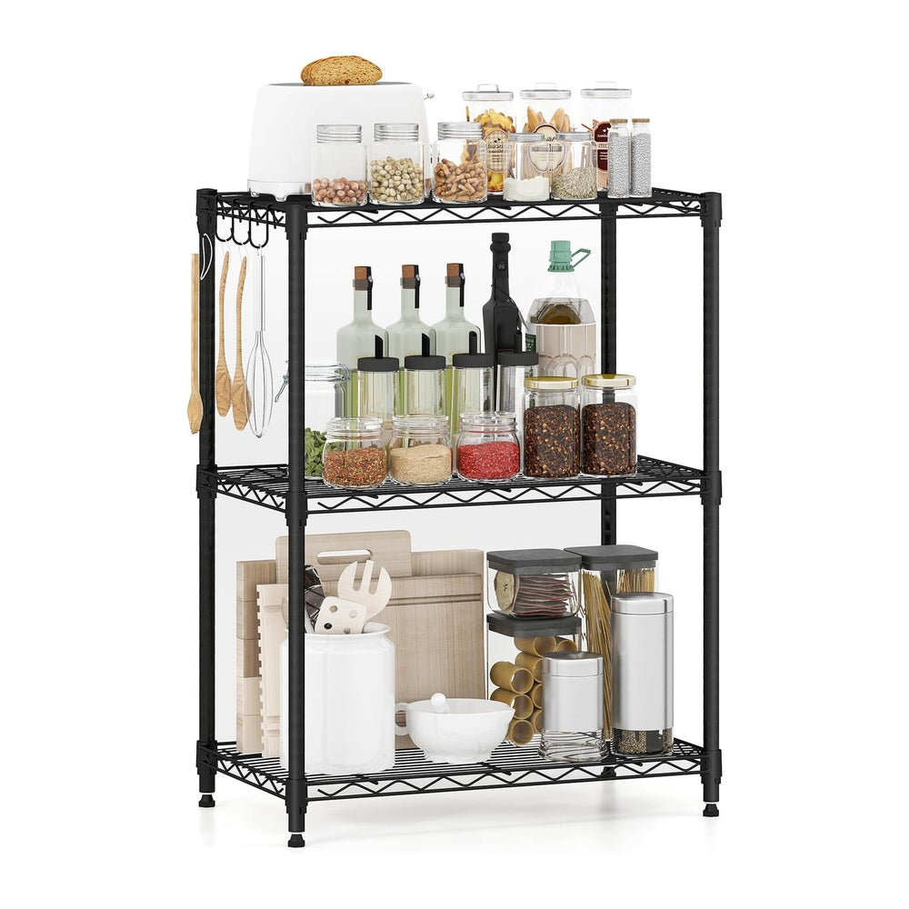 GOFLAME 3-Tier Metal Storage Shelving Unit, Heavy-Duty Adjustable Utility She...
