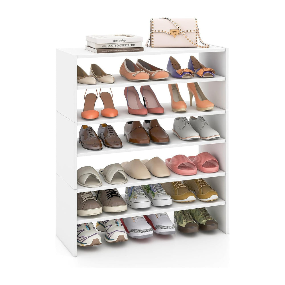 GOFLAME 6-Tier Shoe Rack, Stackable Shoe Storage Organizer, Freestanding Mode...