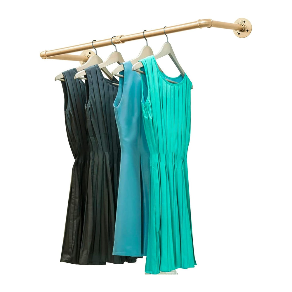 Gold Wall Mount Iaundry Drying Rack - 54" Pipe Garment Rack, Portable He...