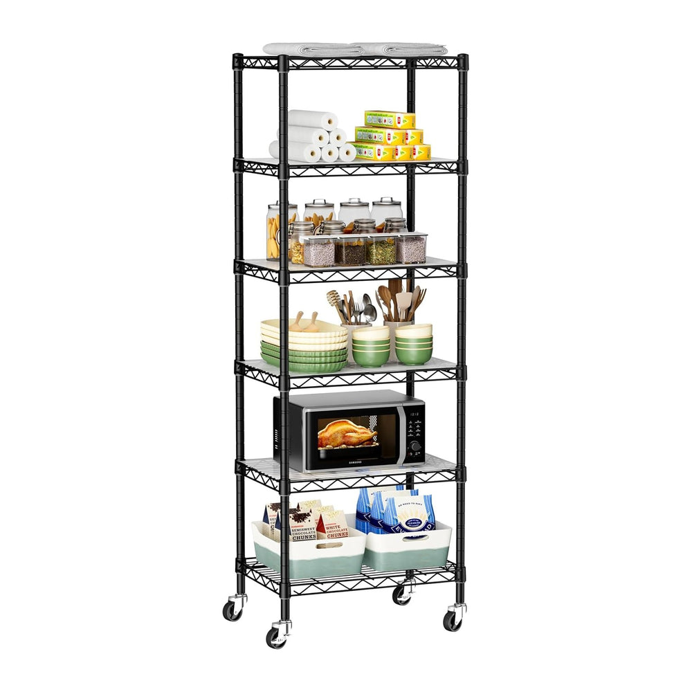 Golpart Small Shelves Storage Wire Metal Adjustable Shelf Unit with Wheels