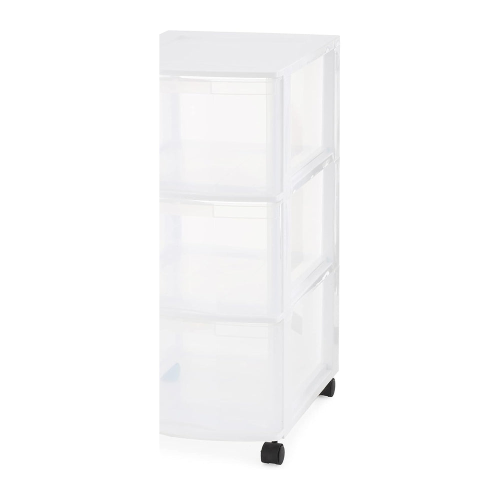 Gracious Living 3-Drawer Organizer Cart, Plastic Dresser with Wheels, 3 Tier ...