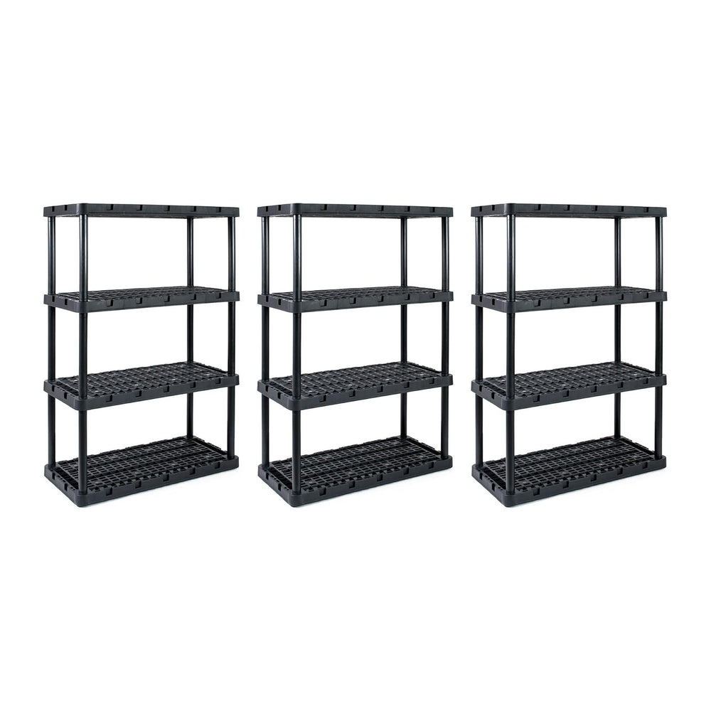 Gracious Living 3 Pack Heavy-Duty Storage Shelves, Knect-A-Shelf 4-Shelf Vent...