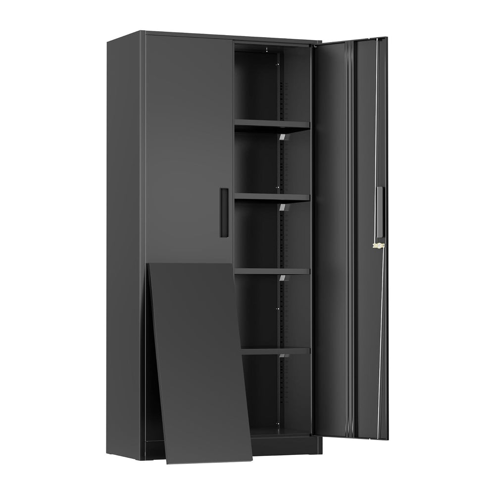 Greenvelly Metal Cabinet, 72" Black Locking Metal Storage Cabinet with 2...