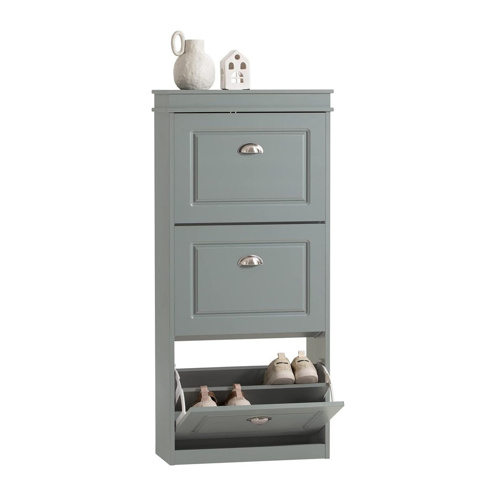 Haotian FSR94-HG, Grey Shoe Storage Cabinet with 3 Flip Drawers, Freestanding...
