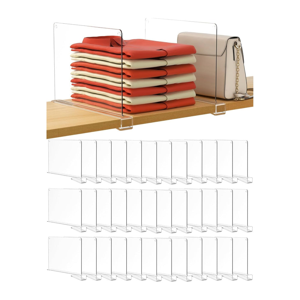 HBlife 36 Pack Clear Shelf Dividers, Vertical Purse Organizer for Closet Perf...