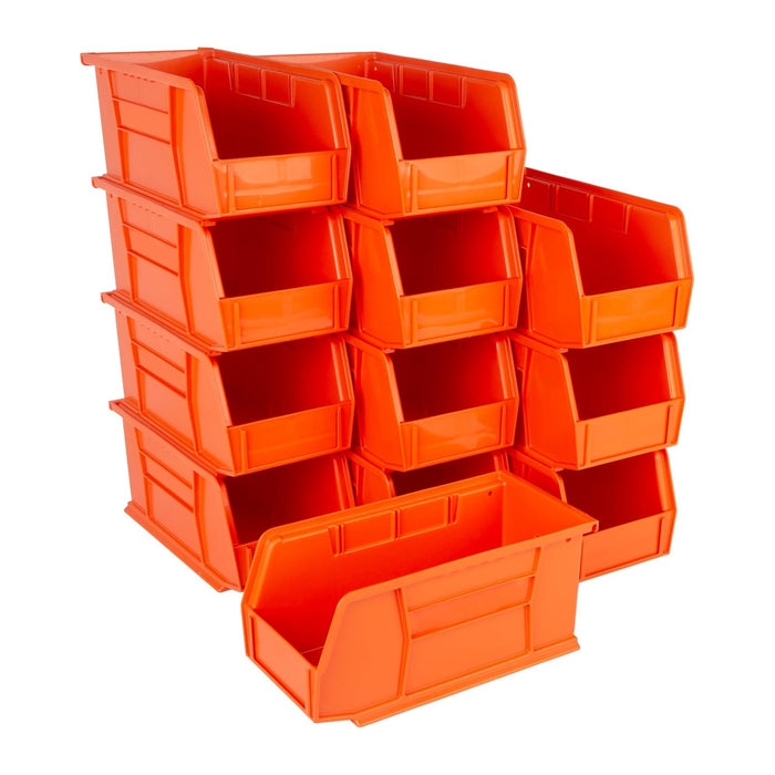 HE HUDSON EXCHANGE 11" x 5.5" x 5" (12 Pack) Plastic Stackable Storage Bin, Orange