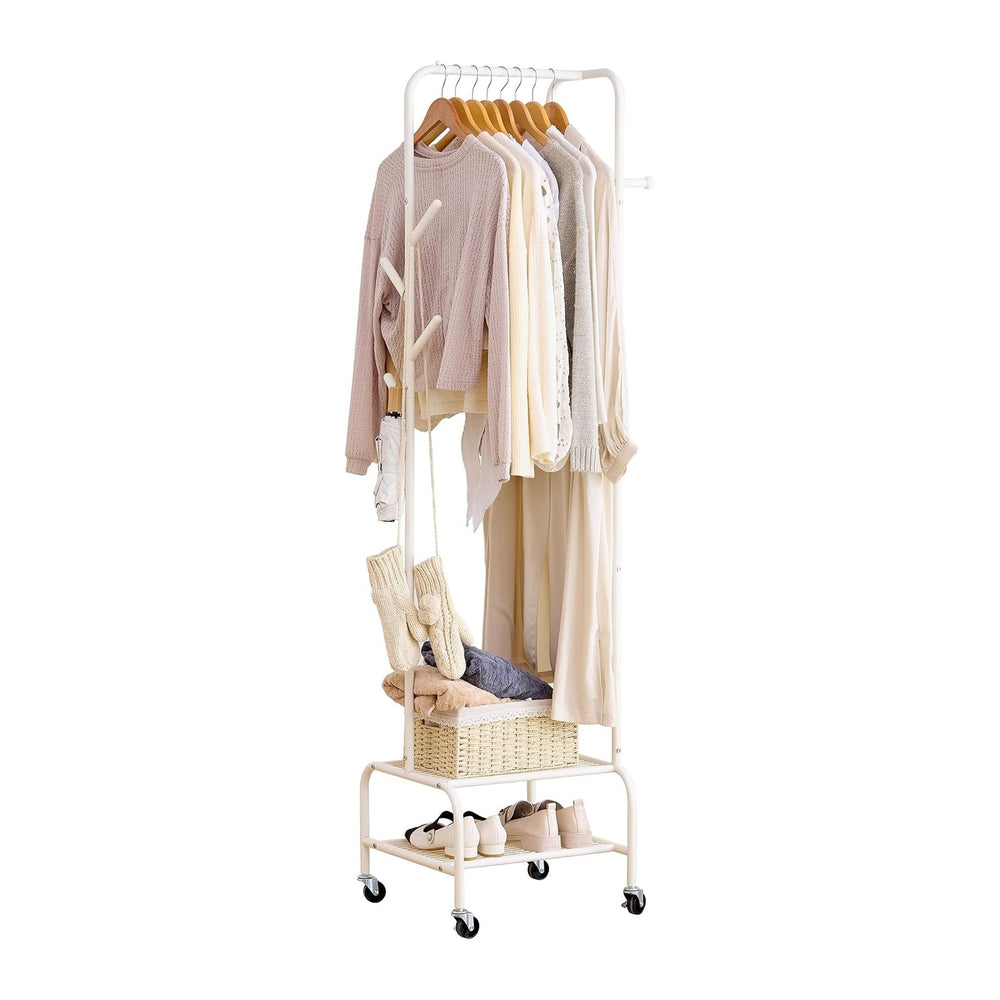 Heavy Duty Clothing Rack with Wheels, Garment Rack, Freestanding Coat Rack wi...