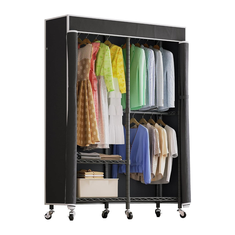 Higeego H9 Garment Rack with Cover, Heavy Duty Clothing Rack for Hanging Clot...