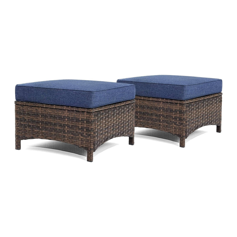 HILLGA 2PCS Outdoor Ottomans for Patio, Outdoor Footstools with Steel Frame