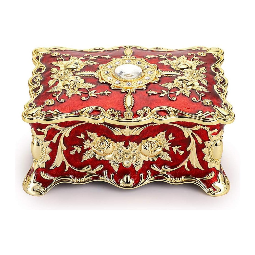 Hipiwe 2 Layer Vintage Jewelry Box Large Metal Treasure Chest Csase