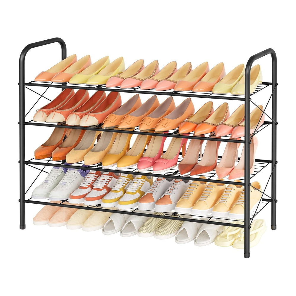 Hoctieon 4 Tier Mesh Style Shoe Rack, Entryway Shoe Shelf, Shoe Storage Organ...