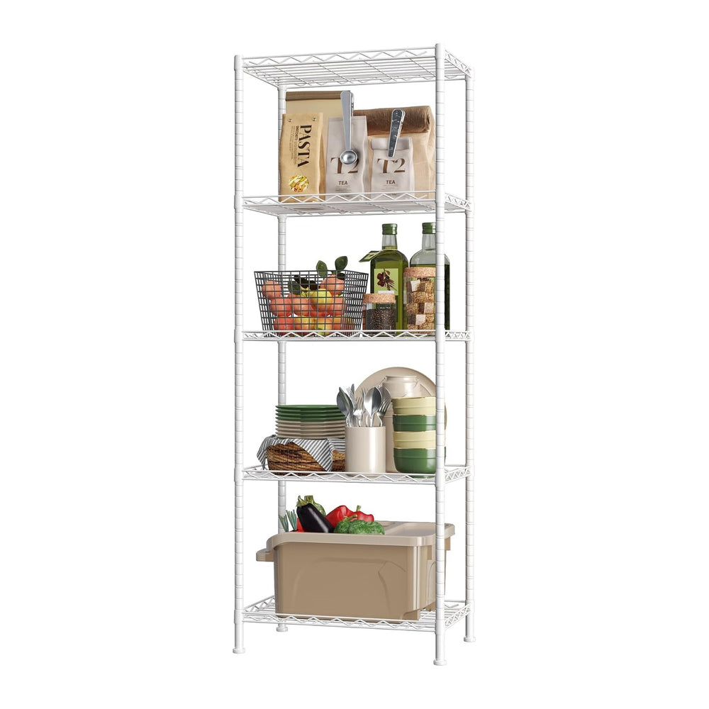 HOMEFORT 5-Shelving Unit, Adjustable Wire Shelving, Metal Wire Shelf Rack Org...